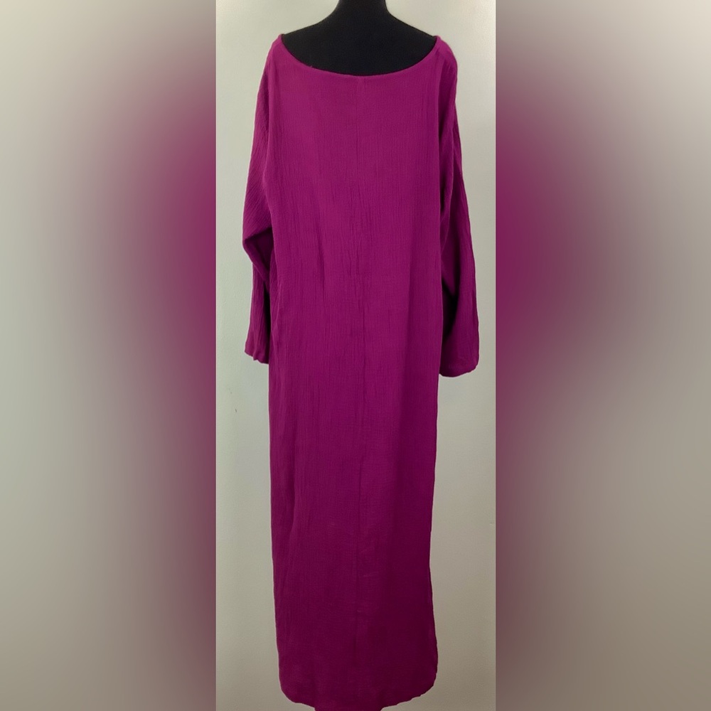 NEW Cotton Oversized caftgan Dress eggplant purple LARGE - Picture 6 of 12